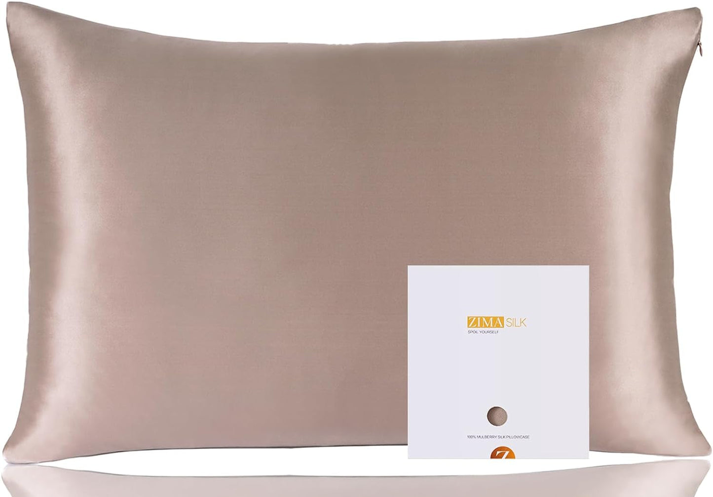 ZIMASILK 100% Pure Mulberry Silk Pillowcase for Hair and Skin Health,Soft and Smooth,Both Sides Premium Grade 6A Silk,600 Thread Count,With Hidden Zipper,1Pc(Standard 20''X26'',Beige) Bedding Home & Kitchen Pillowcases Sheets & Pillowcases