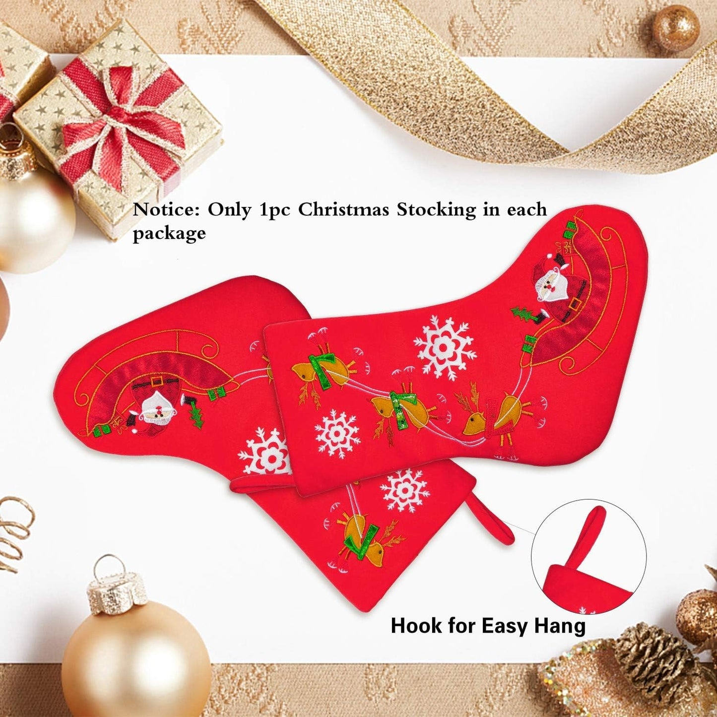 Christmas Stockings, Santa Snowman Reindeer Xmas Stockings Decoration and Party Accessory Lovely Embroidery Pattern for Family Decorations Hanging Ornament for Xmas Holiday Party Home & Kitchen Seasonal Décor Stockings & Holders