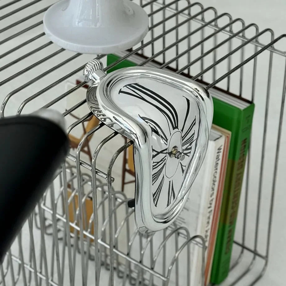 Surrealist Melting ABS Table Clock, Dali-Inspired Shelf Decor