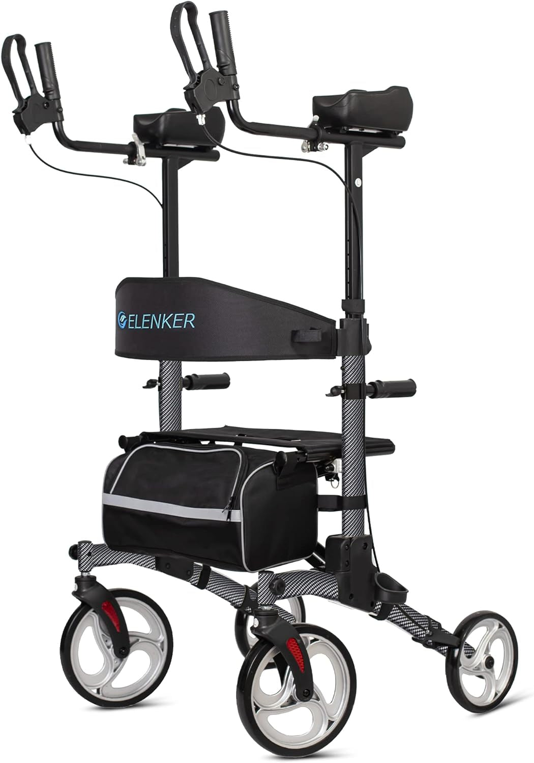 ELENKER Upright Walker, Stand up Folding Rollator Walker Back Erect Rolling Mobility Walking Aid with Seat, Padded Armrests for Seniors and Adults, White Medical Supplies & Equipment Mobility & Daily Living Aids Mobility Aids & Equipment Rollators & Accessories Rolling Walkers Walkers