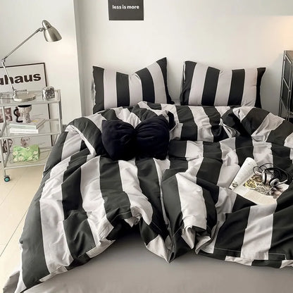 Soft Bold Stripe Cotton Bedding Set
