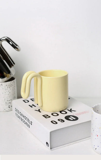Sculptural Loop Handle Frosted Ceramic Mug