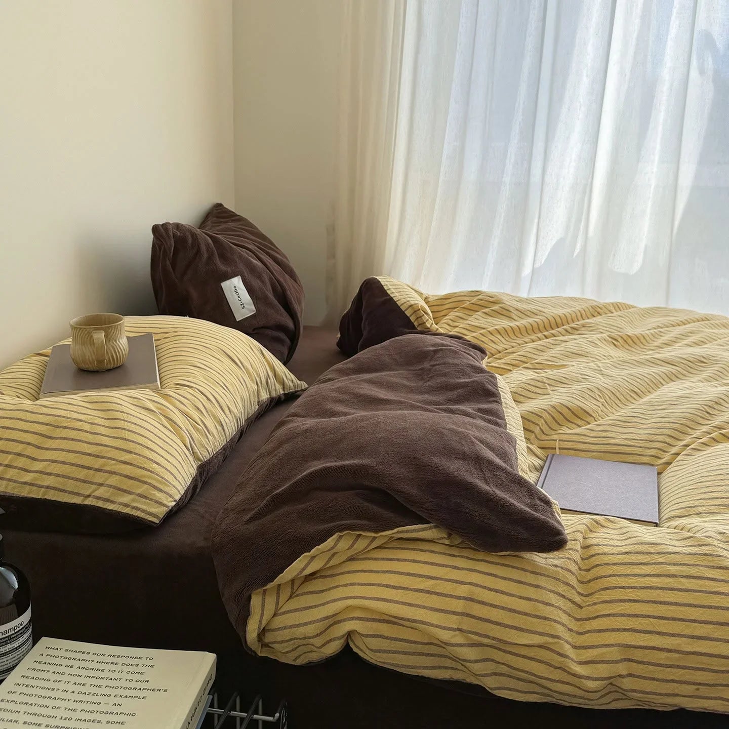 Plush Reversible Striped Flannel Fleece Bedding Set
