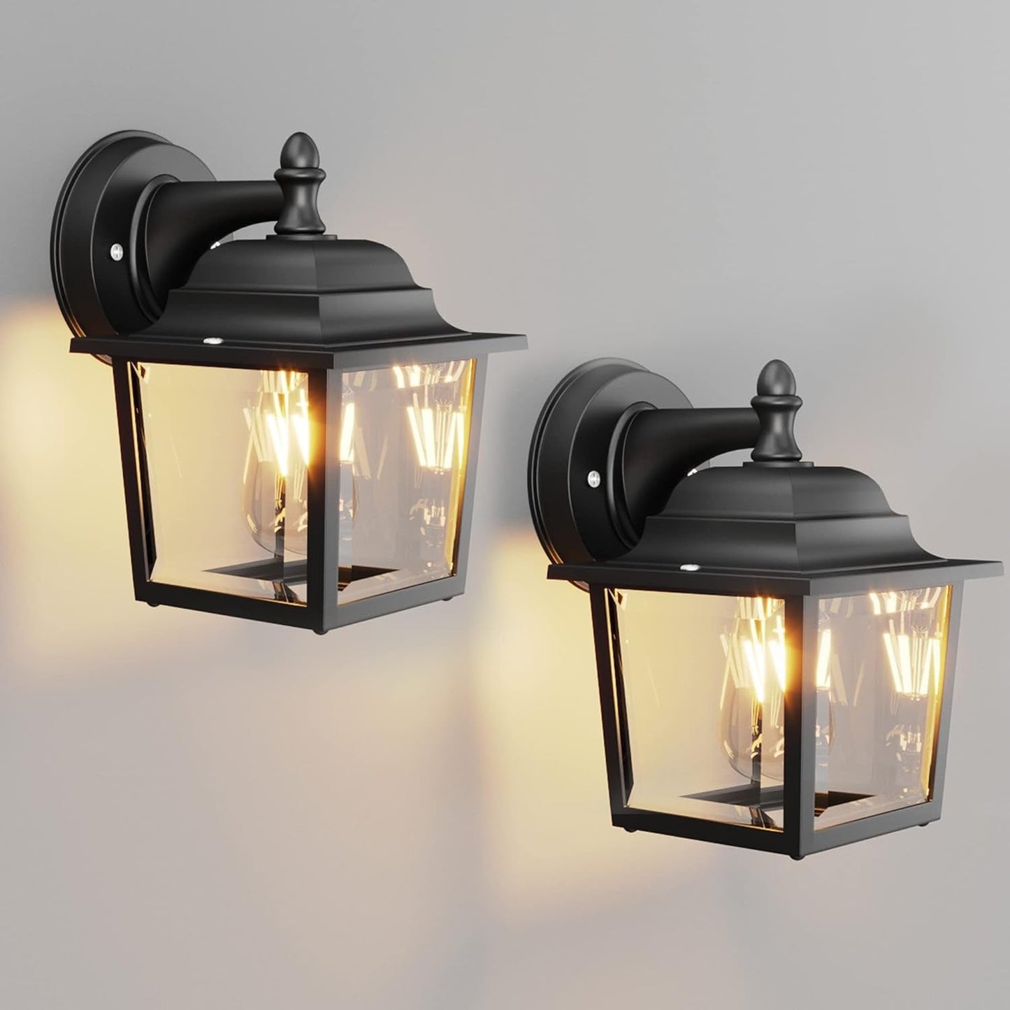 Dusk to Dawn Outdoor Wall Lights Aluminum Anti-Rust Exterior Light Fixture Wall Black Porch Lights Outdoor Wall Sconces Sensor Outdoor Light Fixture Waterproof Outdoor Wall Lantern 2 Pack Lighting & Ceiling Fans Outdoor Lighting Porch & Patio Lights Tools & Home Improvement Wall Lights