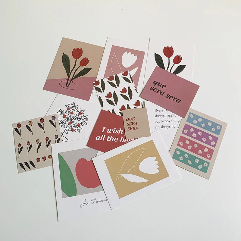 Matte Vintage Tulip & Quote Kraft Paper Wall Collage Kit