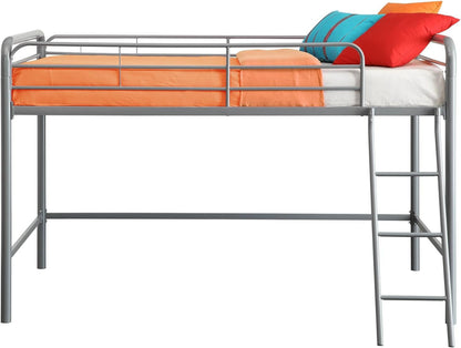 DHP Junior Loft Bed Frame with Ladder, Twin, Silver Bedroom Furniture Beds Frames & Bases Furniture Home & Kitchen