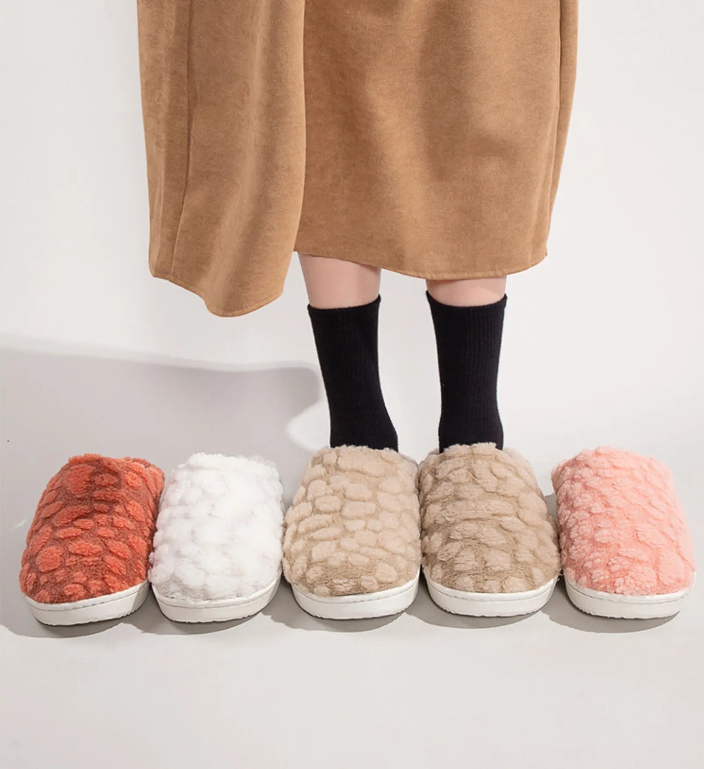 Plush Bubble Textured Fleece House Slippers