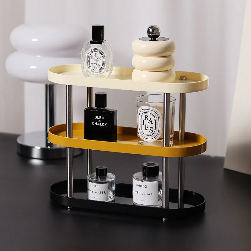 Smooth Color Block ABS Tiered Vanity Tray