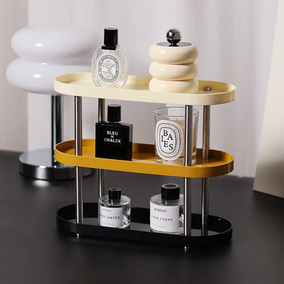 Smooth Color Block ABS Tiered Vanity Tray