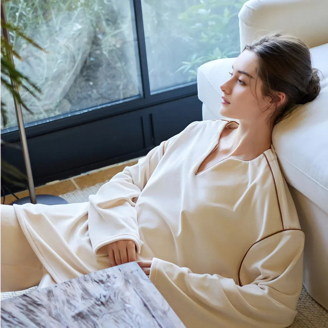 Soft Piped Plush Pajama Set