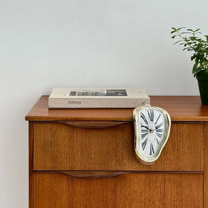 Surrealist Melting ABS Table Clock, Dali-Inspired Shelf Decor