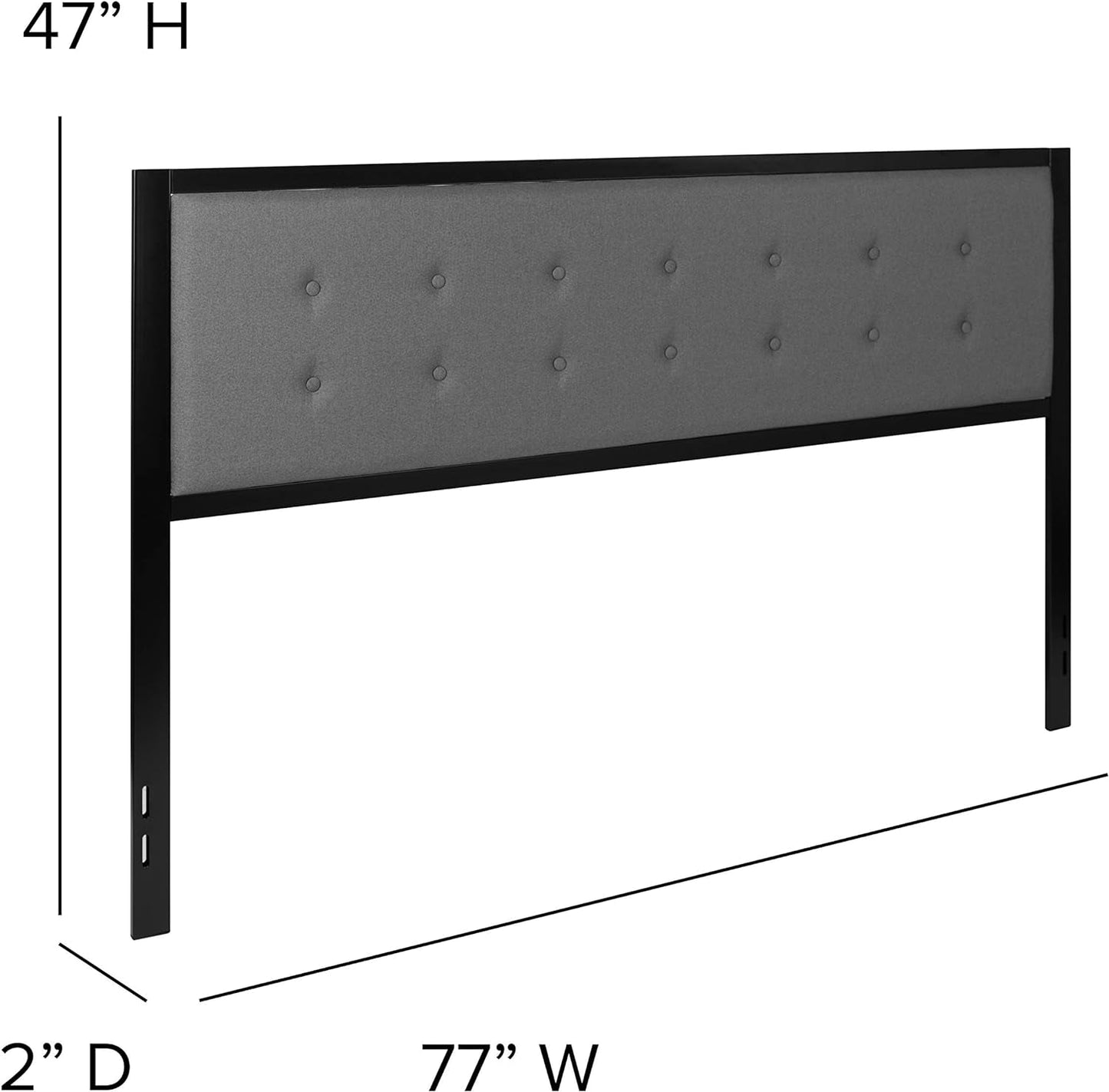 Bizchair King Size Upholstered Metal Panel Headboard in Tufted Dark Gray Fabric Bedroom Furniture Beds Frames & Bases Furniture Headboards Headboards & Footboards Home & Kitchen