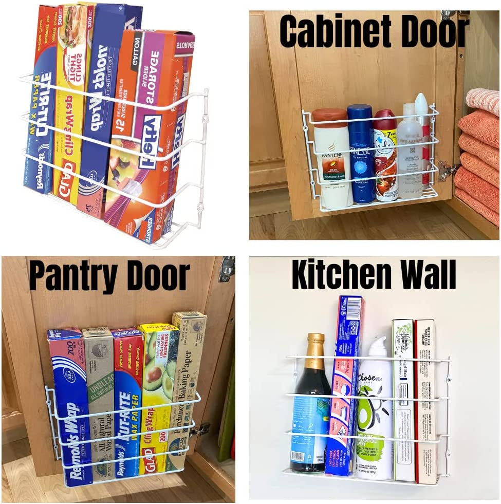 Evelots 2 Pack Plastic and Foil Wrap Organizer on Cabinet Door or Pantry Wall Rack - Sandwich, Freezer, Food Bag Storage Organizer - Bathroom Laundry Supplies, Kitchen Organization and Storage Home & Kitchen Kitchen & Dining Kitchen Storage & Organization Accessories Storage & Organization