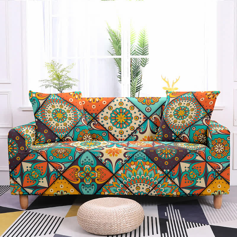 Retro Pattern Elastic Stretchable Sofa Cover
