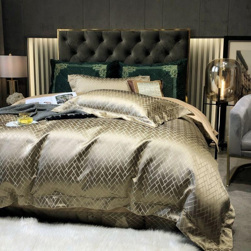 Talia Gold Cotton Satin Bedding Set