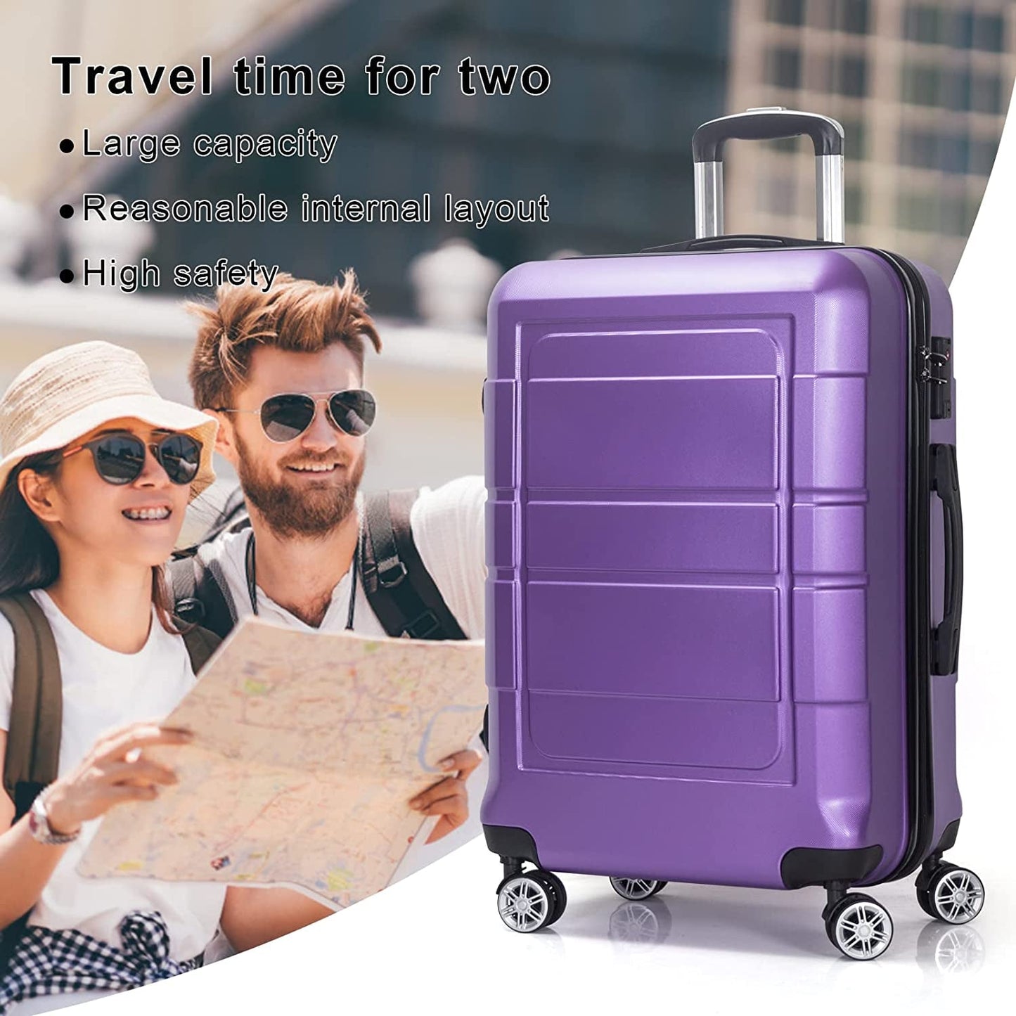 NIUTA 3 Piece Luggage Sets TSA Lock and 20"/24"/28"- Purple Clothing Luggage Luggage & Bags Luggage & Travel Gear Luggage Sets Shoes & Jewelry Suitcases