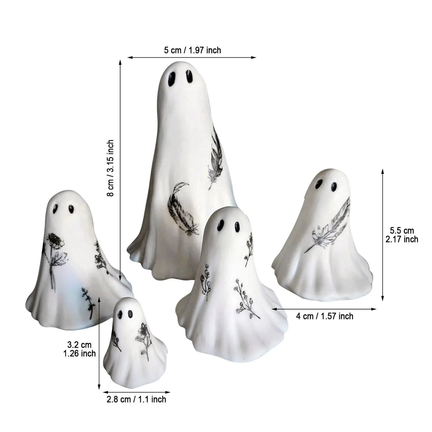 5Pcs Cute Ghost Sculpture Miniature