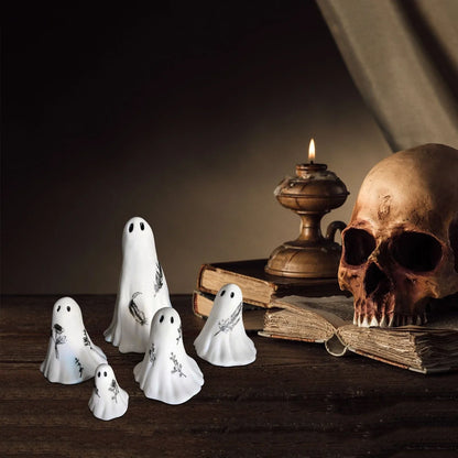 Miniatura di scultura di fantasma carino da 5 pezzi