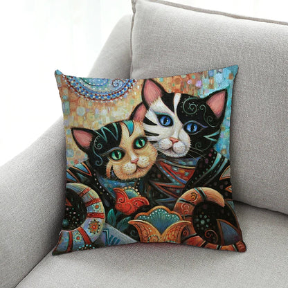 Kitty Oil Painting Cushion Covers