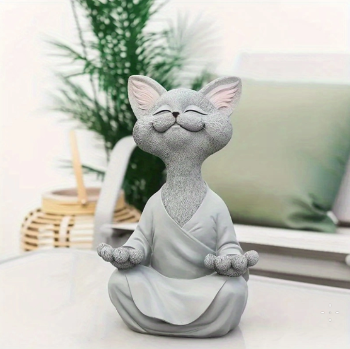 Meditating Cat Figurine