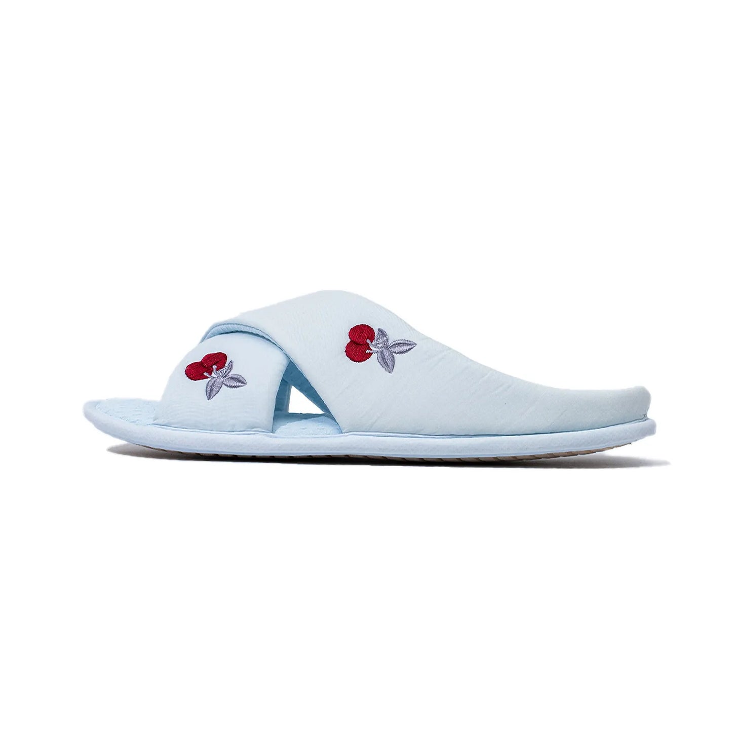 Soft Embroidered Cherry Plush House Slippers