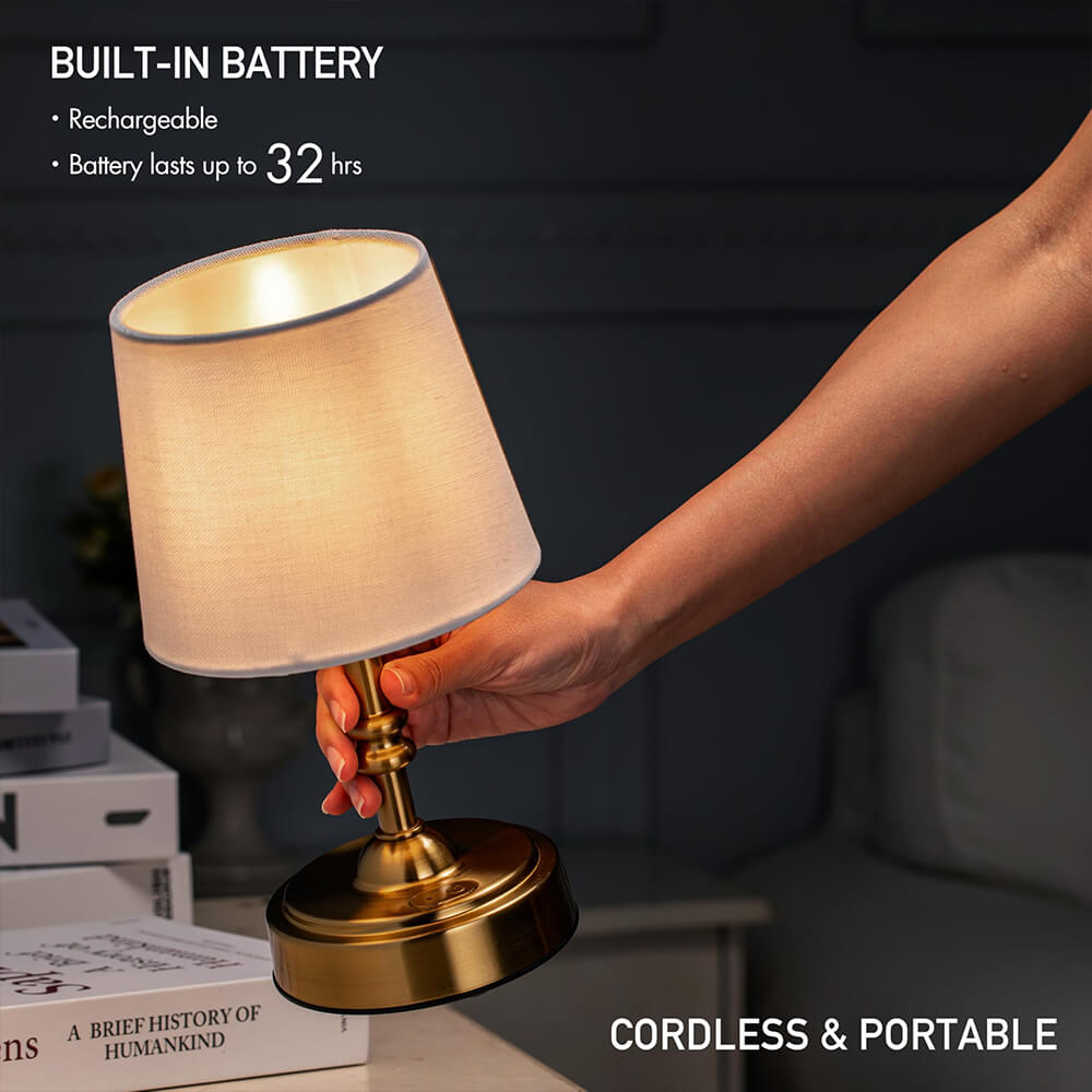 LED Retro Fabric Cordless Table Lamp