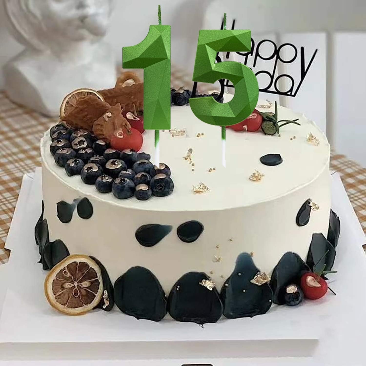 Green Happy Birthday Cake Candles,Wedding Cake Number Candles,3D Design Cake Topper Decoration for Party Kids Adults (Green Number 6) Birthday Candles Candles Candles & Holders Home & Kitchen Home Décor Products Specialty Candles