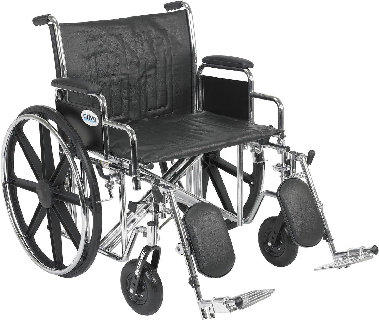 Drive Medical Sentra EC Heavy Duty Bariatric Transport Wheelchair with Detachable Desk Arms and Swing-Away Footrests, Black Mobility & Daily Living Aids Mobility Aids & Equipment Mobility Scooters & Accessories Self-Propelled Wheelchairs Wheelchairs