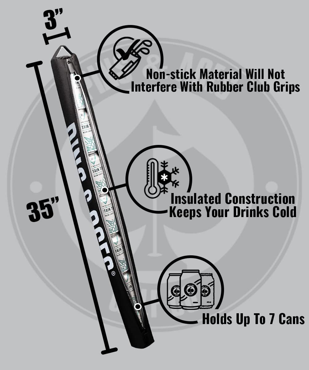 Pins & Aces Beer Sleeve 7-Can Insulated Cooler Sleeve - Stores up to 7 Cans Discreetly in Your Golf Bag - Keeps Canned Beverages Cold on the Golf Course - Fits Most Golf Bags Styles & Types Camp Kitchen Camping & Hiking Coolers Outdoor Recreation Sports & Outdoors