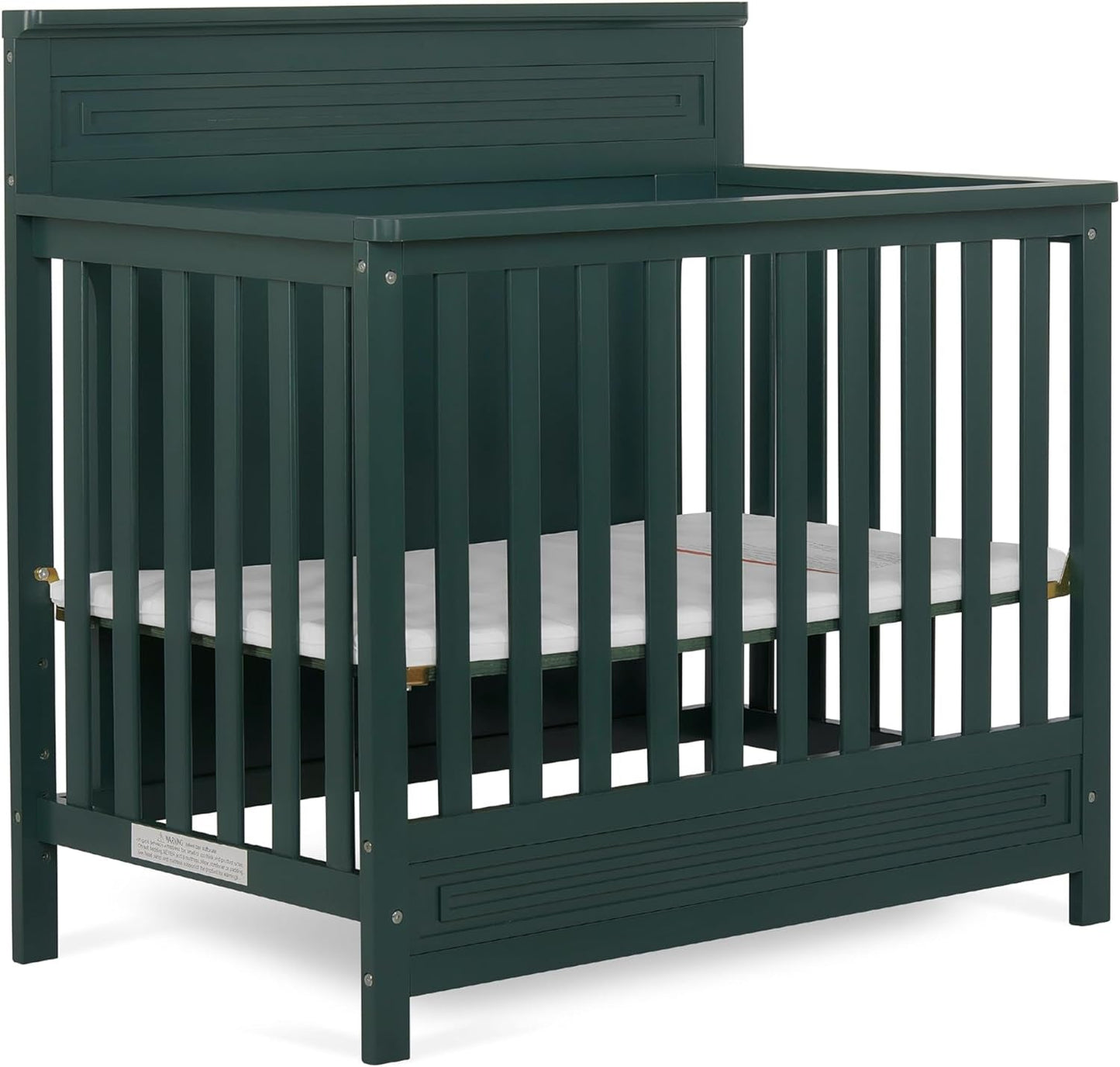 Harbor Full Panel 4-In-1 Convertible Mini Crib in Espresso, Water-Based Paint Finish, JPMA Certified, 3-Position Mattress Height Setting, Made of Solid Pinewood Baby Products Convertible Cribs Furniture Infant & Toddler Beds Nursery