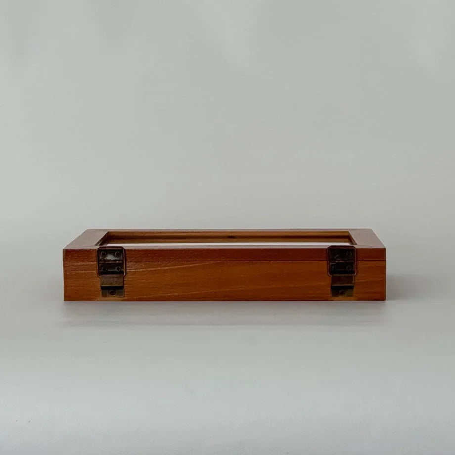 Polished Wood Jewelry Organizer with Glass Lid