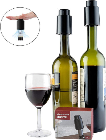 Beeconestore Wine Vacuum Pump Stoppers with Time Scale Record Saver Bottle Preserver Keeps Wine Fresh Reusable Wine Sealer Preserver Plastic Bottle Plug, Black (2 PACK) (Black) Bar & Wine Tools Home & Kitchen Kitchen & Dining Kitchen Utensils & Gadgets Wine Stoppers Wine Stoppers & Pourers