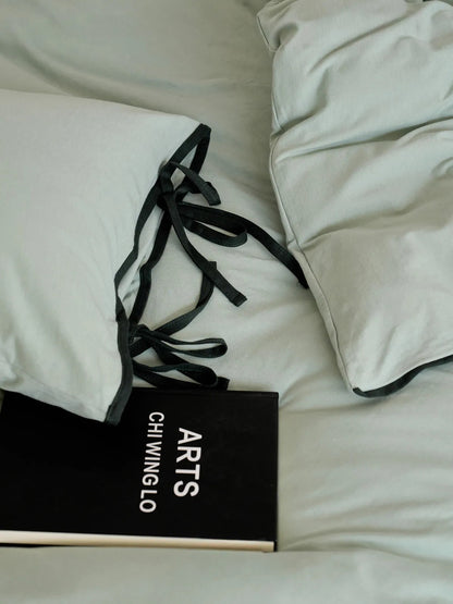 Soft Contrast Tie Washed Cotton Bedding Set