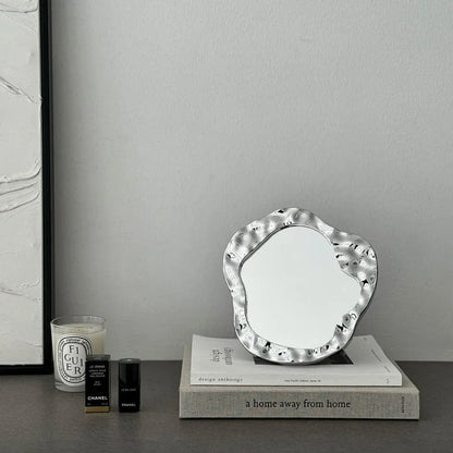 Molten Irregular Chrome Desktop Mirror
