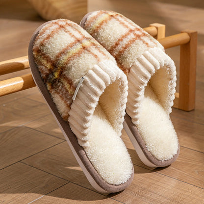 Plush Tartan Plaid Sherpa House Slippers