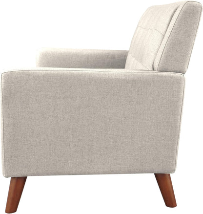 Christopher Knight Home Evelyn Mid Century Modern Fabric Arm Chair and Loveseat Set, Beige, Walnut Furniture Home & Kitchen Living Room Furniture Living Room Sets