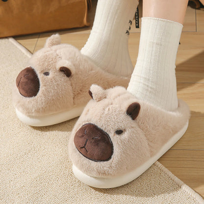 Fuzzy Capybara Plush Polyester House Slippers