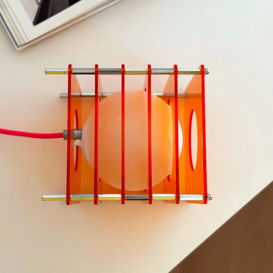 Textured Caged Resin Sphere Lamp