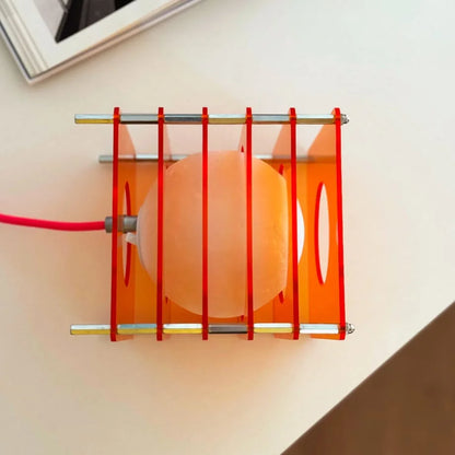 Textured Caged Resin Sphere Lamp