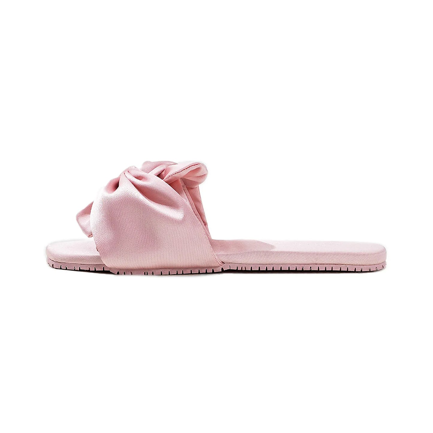 Silky Ruched Bow Cotton Sateen House Slippers