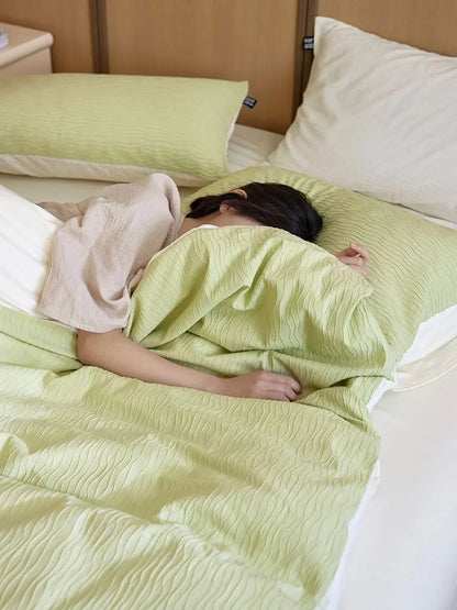 Wavy Textured Two-Tone Washed Cotton Bedding Set
