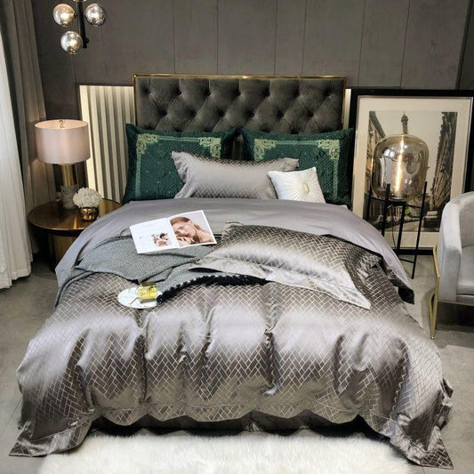 Talia Grey Cotton Satin Bedding Set