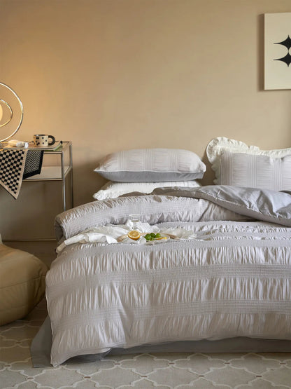 Textured Pintuck Washed Cotton Bedding Set