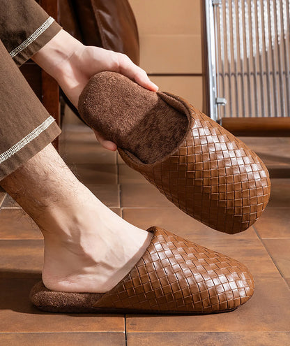Plush Woven Texture Cotton House Slippers