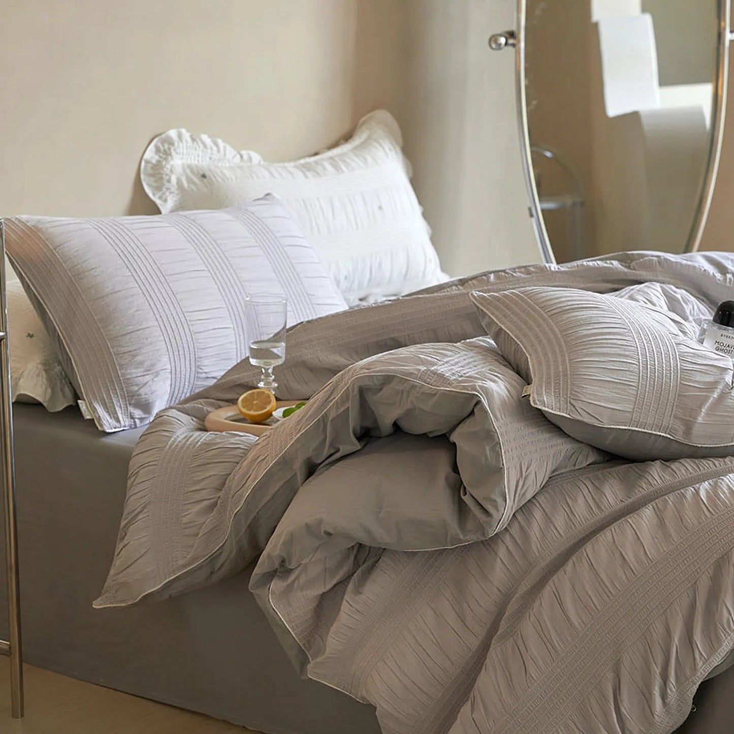 Textured Pintuck Washed Cotton Bedding Set