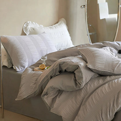 Textured Pintuck Washed Cotton Bedding Set