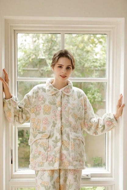 Plush Floral Flannel Fleece Pajama
