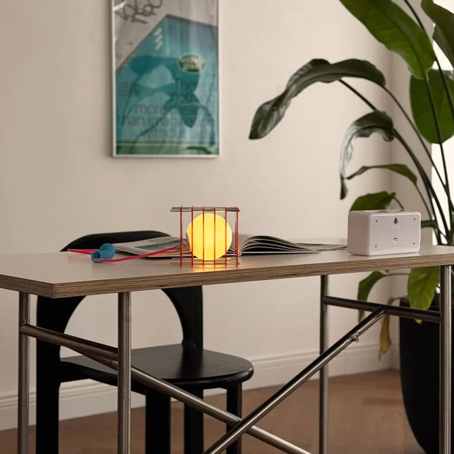 Textured Caged Resin Sphere Lamp