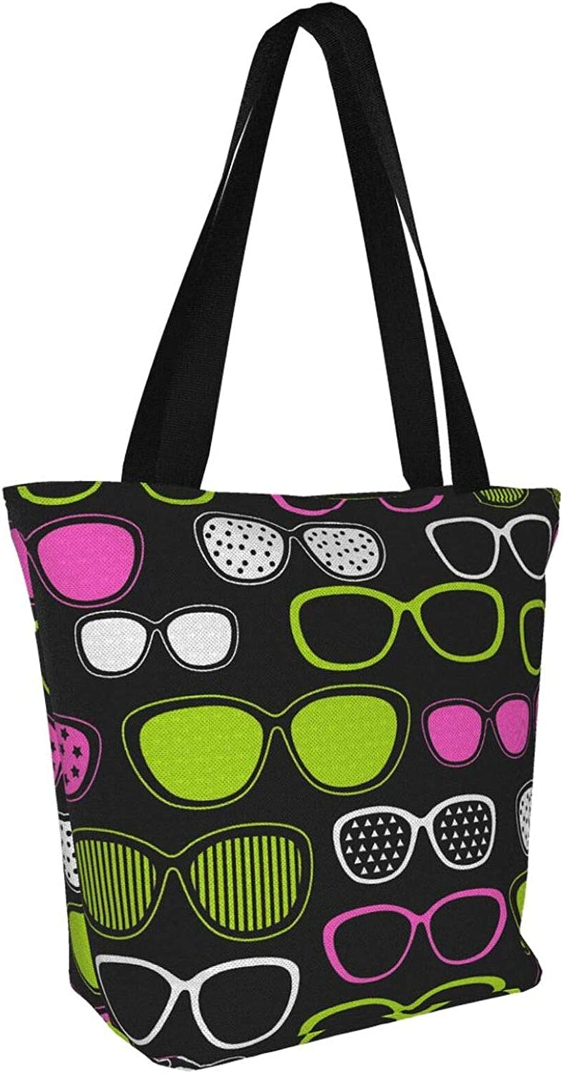 Antcreptson Eyeglasses Pop-Art Canvas Tote Bag for Women Travel Work Shopping Grocery Top Handle Purses Large Totes Reusable Handbags Cotton Shoulder Bags for Women Travel Work Shopping Grocery Home & Kitchen Kitchen & Dining Luggage & Bags Reusable Grocery Bags Shopping Totes Storage & Organization Travel & To-Go Food Containers