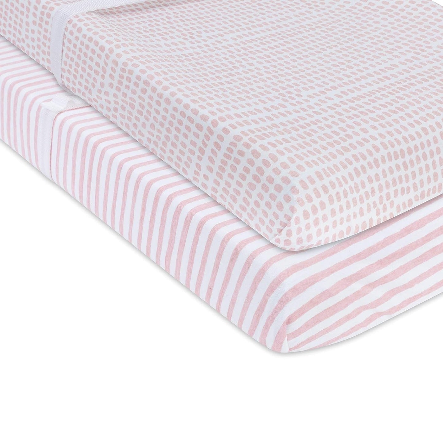 Ely'S & Co. Patent Pending Waterproof Changing Pad Cover Set | Cradle Sheet Set by Ely'S & Co No Need for Changing Pad Liner Mauve Pink Splash & Stripe 2 Pack for Baby Girl Baby Products Changing Table Pads & Covers Covers Diapering